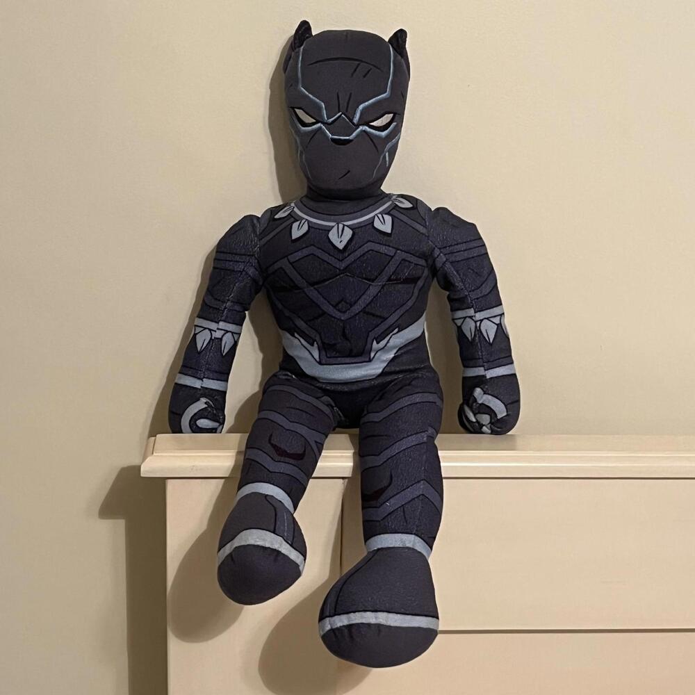 Marvel Super Hero Adventures Large GRAY Panther Plush Stuffed Figure Toy